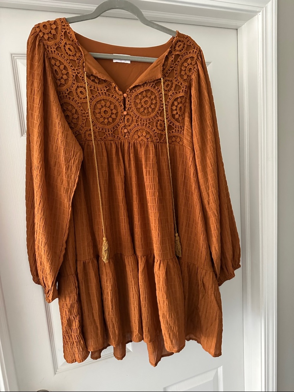 Pink Lily Rust Orange Boho Dress